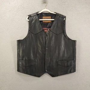 New Leather Motorcycle Concealed Cary Vest Mens 4XL Black Biker Club Riding Snap - Picture 1 of 13