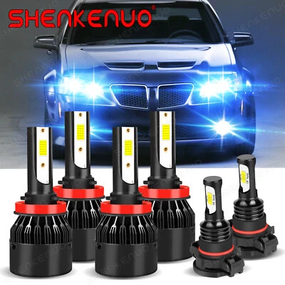 For Pontiac G8 2008 2009 8000k Combo 6X LED Headlight High Low + Fog Light Bulbs - Image 1 of 4