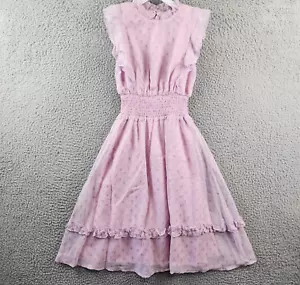 AQUA Girls' Metallic Dot Ruffle Midi Dress Girls' S (7-8) Lavender Button Back - Picture 1 of 12