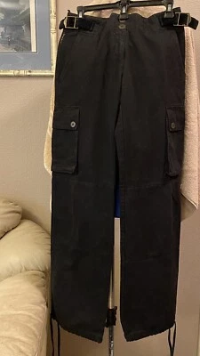 AJ Armani Jeans Women's Sz 4 Black Drawstring Hem Cinch Buckle Waist Cargo Pants - Image 1 of 4