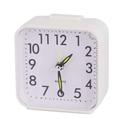 Small Battery Operated Analog Travel Alarm Clock Silent Lighted Snooze Bedroom - Image 1 of 4