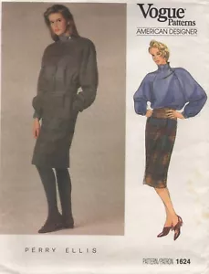 Vogue Sewing Pattern 1624 Jacket Skirt Blouse by Perry Ellis Size 16 Vtg 1985 - Picture 1 of 11