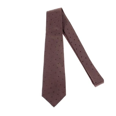 Corbata Kiton nueva sin etiquetas 100 % seda siete pliegues en marrón con mini lunares tonales brillo Foto 1 de 4