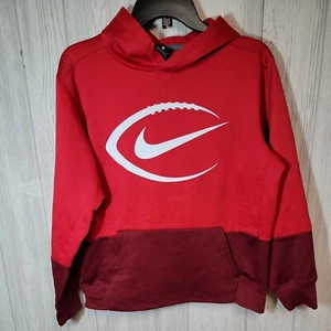 Nike Mens Size XL Red Hooded Sweatshirt w/ White Football Center Check - Picture 1 of 10