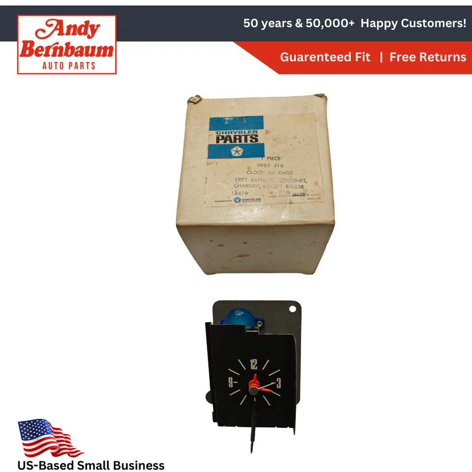 1971-1974 Dodge Plymouth Coronet Satellite Instrument Cluster Clock 2985416 NOS. - Image 1 of 4