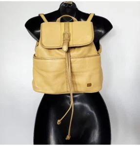 The Sak Yellow Pebble Leather Backpack Handbag Gold Trim Adjustable Straps - Picture 1 of 13