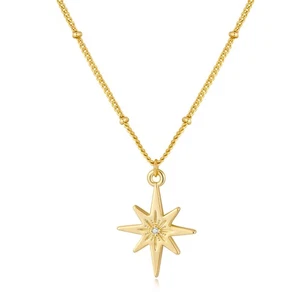 Gold Nordstern Halskette für Damen 18K Zierliche Anhänger Halskette Modeschmuck... - Bild 1 von 7