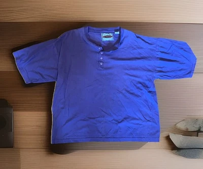 VTG Saturdays Brand Henley Shirt Men’s L Purple Short Sleeve Button Up 1990s - Image 1 of 4