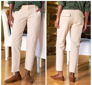 Pantalones utilitarios Frank & Eileen Blackrock para mujer 12 crema marfil tobillo sarga italiana - Imagen 1 de 12