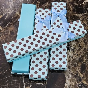 12x Long Blue Polka Dots Gift Boxes For Jewellery Bracelet Necklace Gift Sets - Picture 1 of 7