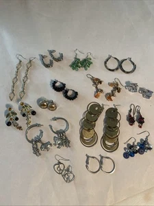 Konvolut 15 Paar Ohrringe silber und goldfarben Vintage jetzt Creolen baumeln - Bild 1 von 17