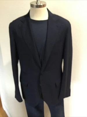 Шерстяной и шелковый темно-синий блейзер Brunello Cucinelli ЕС 52 - Изображение 1 из 4