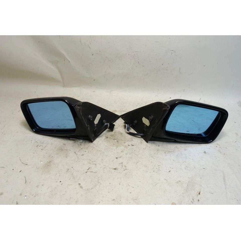 84-91 BMW E30 3-Series Par de Espelho Lateral Alimentado Preto Jato Esquerda Direita Fabricante de Equipamento Original - Imagem 1 de 4