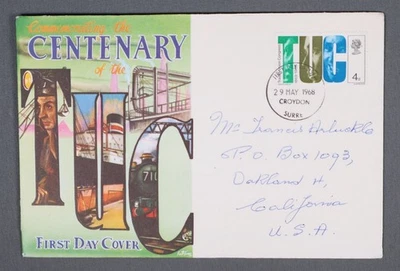 MayfairStamps Great Britain FDC 1968 Trade Union Congress Centennial First Day C - Image 1 of 2