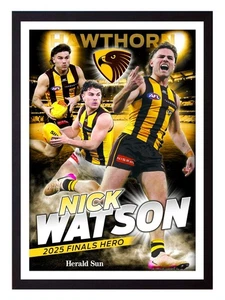 Framed 2025 Hawthorn Hawks AFL Finals Football Poster - Nick Watson - 84 x 59cm - Picture 1 of 3
