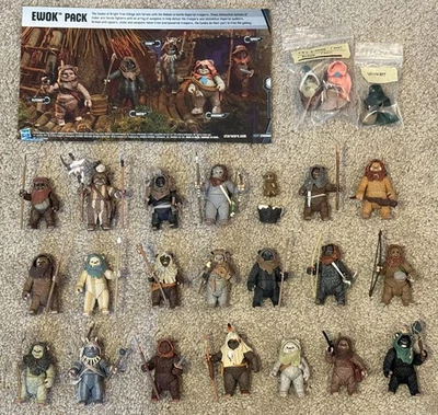 Lote de figuras Star Wars Hasbro 3,75 ROTJ Ewoks Nanta Lumat Tippet Logray Wicket Foto 1 de 4