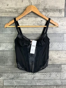 Urban Outfitters  Corset Top Size Small Black Lace Exposed Bra Sexy Strappy - Picture 1 of 11