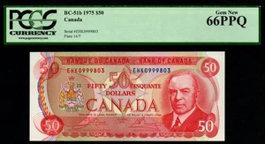 1975 $50 Bank of Canada, Ottawa Note Certified PCGS GEM NEW 66 PPQ! - Picture 1 of 2