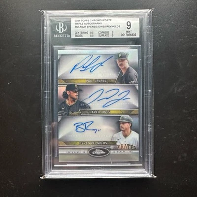 2024 Topps Chrome Update Triple Auto Paul Skenes, J.Jones, B.Reynolds /10 BGS 9 - Image 1 of 2