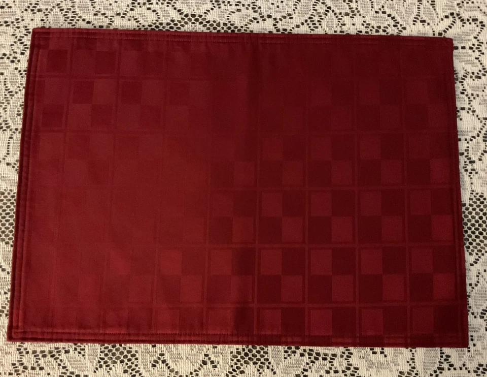 Set of 4 Burgundy Polyester Placemats - 18" X 12" - Image 1 of 3