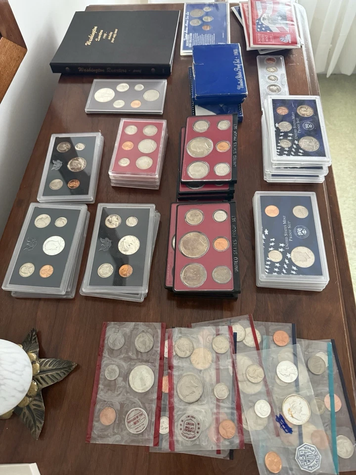 HUGE Bulk lot of US Proof Sets, Some Silver Coins 40%, Various Coins, Sets etc. - Image 1 of 4