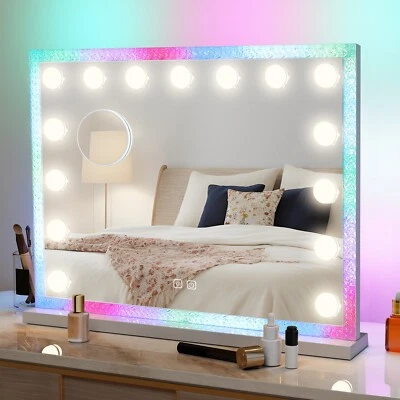 Puluomis Specchio Da Trucco con LED Illuminazione RGB Telaio a diamante 10X USB - Immagine 1 di 4