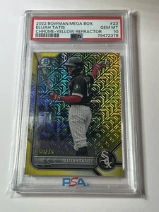 2022 Bowman Chrome Mega Box Elijah Tatis 1st Yellow Mojo Refractor /75 PSA 10 - Picture 1 of 2