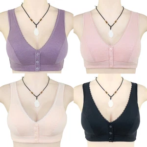 Women Full Cotton Front Closure Bra Wireless Bras Bralette Push Up Comfortable† - Picture 1 of 27
