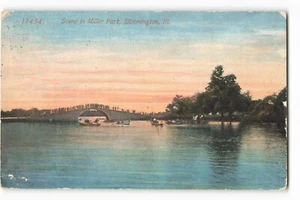1913 Scene in Miller Park, Bloomington, Illinois VTG Postcard SK2. - Picture 1 of 2