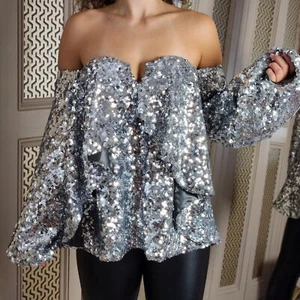 Halpern Runway Rüschen Silber Pailletten Tüll Top Bluse Bluse Bluse £1787 FR36 UK 8 10 - Bild 1 von 19