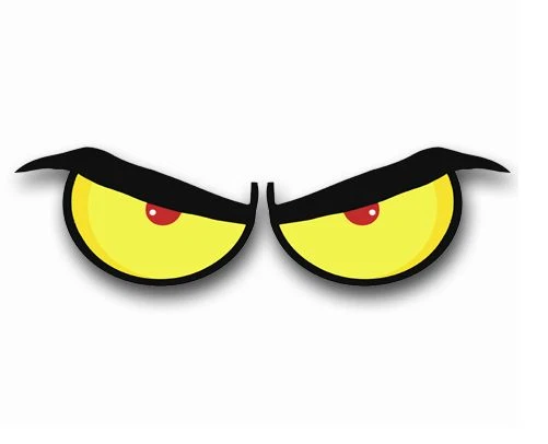 WARNING SIGNS STORE Eyeball Stickers ANGRY Decals 1 set pick a size width for each single eye