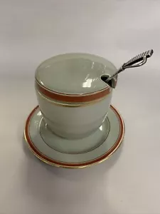 Rare Royal Copenhagen Jar With Plate & Georg jensen Sterling Spoon - Picture 1 of 11