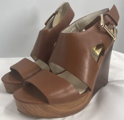 Sandalia de cuña Michael Kors marrón de cuero Josephine para mujer talla 9 EUR talla 39 Foto 1 de 4