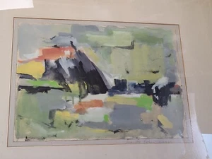 Pintura acuarela vintage Jeanette R enmarcada/enmarañada tamaño 14" X 10" - Imagen 1 de 6