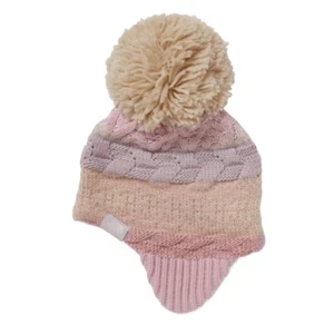 The North Face Fairisle Ear Flap Beanie Baby Girl 0-6 Months NWT Pink Peach Tan - Picture 1 of 3