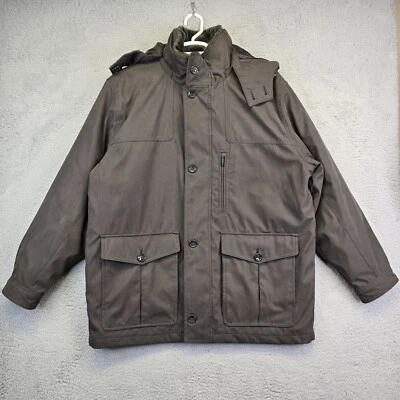 Chaqueta London Fog Chore Para Hombre XL Marrón Granero Invierno Abrigo Cuello Imitación Piel Con Capucha Foto 1 de 4