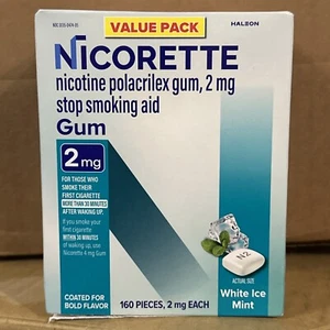 Nicorette Nicotine White Ice Mint Flavor Gum - 2mg - 160 Count EXP:04/2027 - Picture 1 of 2