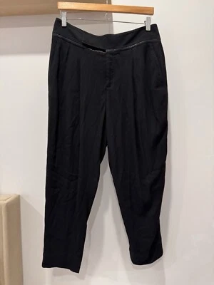 Helmut Lang Size 6 Pants Womens Navy Crepe Tapered Leg Relaxed Pleated Ankle - Image 1 of 4