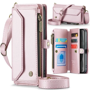 Für Galaxy S25 Edge/S25/S24/S21FE/S20 Magnet Reißverschluss Brieftasche Karte Leder Tasche - Bild 1 von 42
