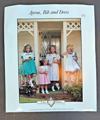 Vtg 1988 Chery Williams Heirloom Sewing Pattern Girls Apron, Bib, Dress Sz 3-12 - Image 1 of 4