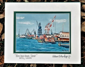 BATH IRON WORKS Shipyard Art Print Bath ME BIW US Navy ship builder wall decor - Picture 1 of 3