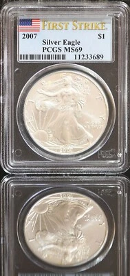 Silver Eagle 2007 S$1 graduación profesional MS69 First Strike envío gratuito Foto 1 de 3