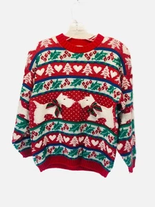 EUC! Vintage Heartworks Girls Dog Sweater Size Large (14) Sweatshirt Hearts - Picture 1 of 5