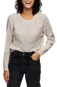 Topshop Sweater Pretty Wave Pattern Women Oatmeal  Size 14 - Picture 1 of 8