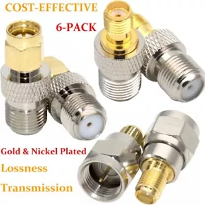 6 Pack F Type to SMA Male Female Coax Connector Coaxial Adapter RF Antenna US - Picture 1 of 5