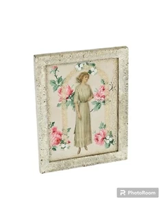 Muñeca de papel vintage collage decoración de pared cuadro encaje francés victoriano enmarcado - Imagen 1 de 10