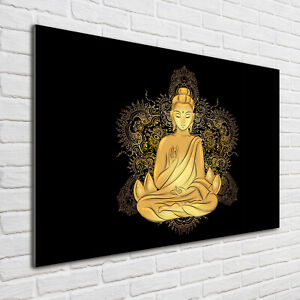 Tulup Glass Print Wall Art Image Picture 100x70cm - Sitting Buddha