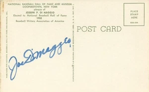 Joe DiMaggio Signed Hall of Fame Postcard PSA/DNA LOA Yellow HOF Plaque Auto'd - Picture 1 of 24