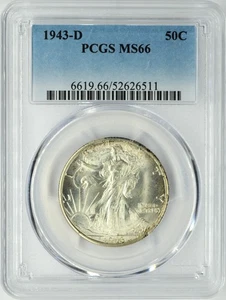 1943-D WALKING LIBERTY HALF DOLLAR 50C PCGS MS 66 - Picture 1 of 2