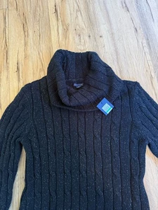 Tommy Hilfiger sweater Dress womens L Black Chunky Knit Holiday Christmas Luxury - Picture 1 of 11